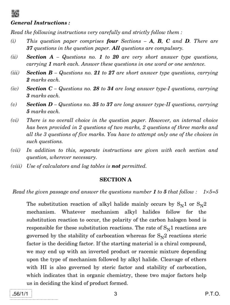 class 12 chemistry question paper 2020 with solution - NCERT Paper 2021