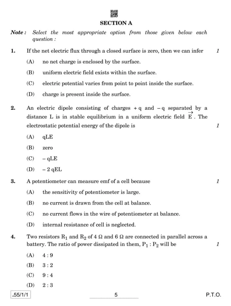 class 12 Physics question paper