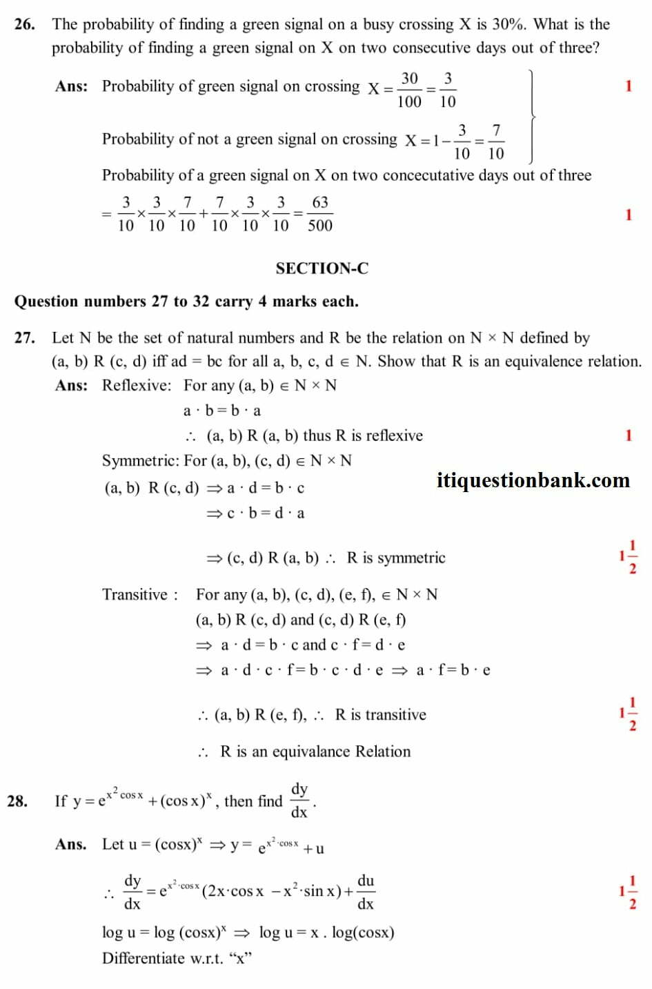 class 12 maths question paper 2022 with solutions - ITI Question Bank